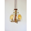 Lampa vintage lata 70. z drewnem i mosiężnymi detalami